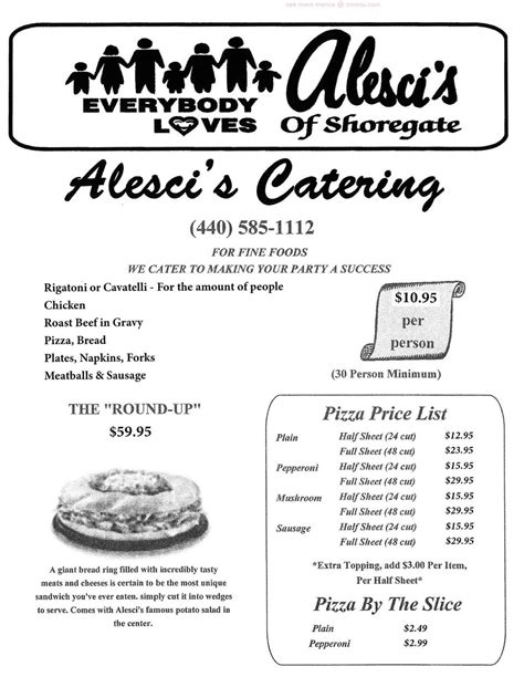 Alesci's willowick menu  Share it with friends or find your next meal